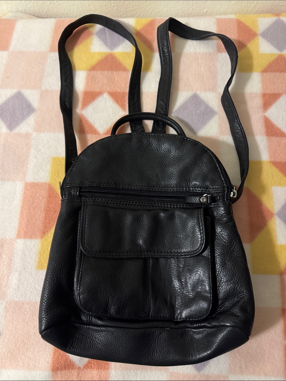 Classic Black Leather Backpack Purse-Great American Leatherworks